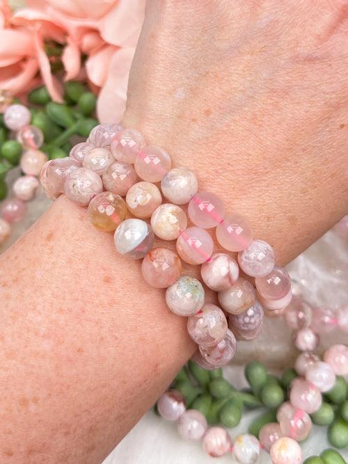    pink-flower-agate-bracelets
