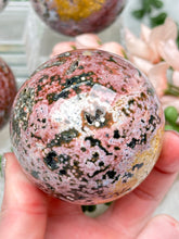 Load image into Gallery: Contempo Crystals - pink-green-ocean-jasper-sphere - Image 9