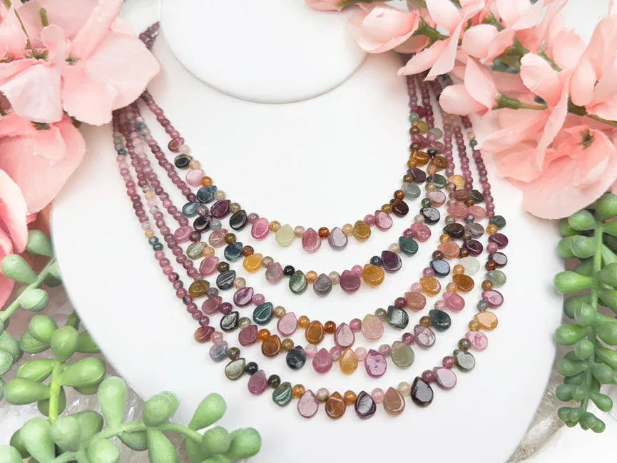 Pink Tourmaline & Multicolor Tourmaline Necklace – Contempo Crystals