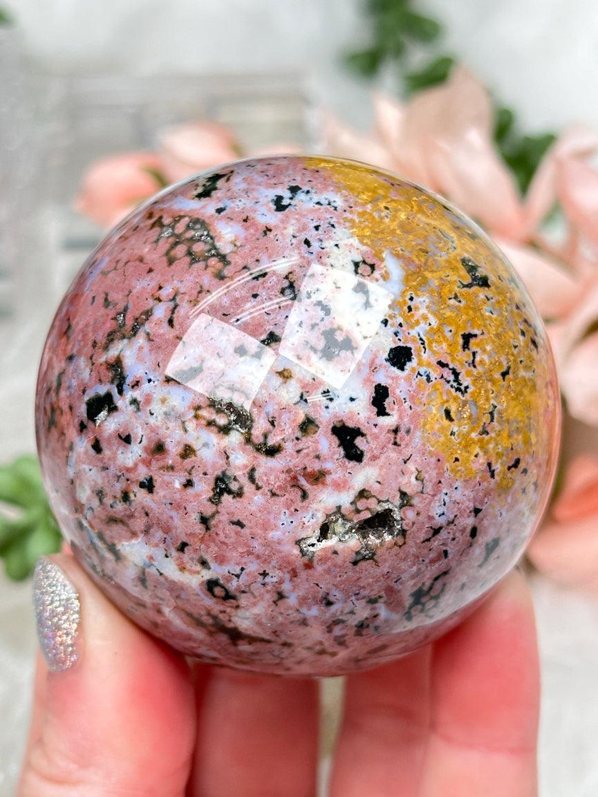 Ocean Jasper Sphere from Madagascar Pink cheapest Ocean Jasper with Orbs