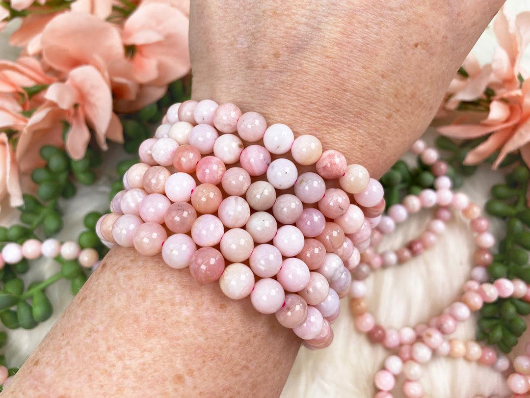 Pink Opal Bracelet with Gold Accents – Ouen อ้วน Designs