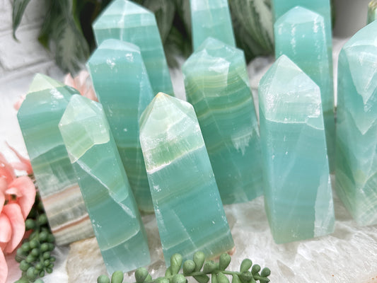 pistachio-teal-calcite-points-from-pakistan