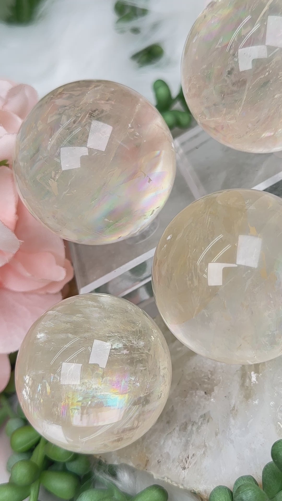 Large rainbow calcite sphere with stand INCLUDED large rare sphere crystal sphere rare crystal sphere tricolor calcite sphere top