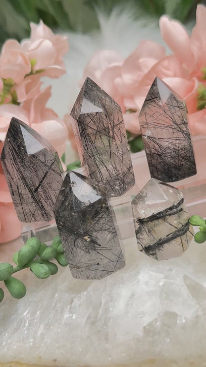 Black Tourmaline Quartz Points