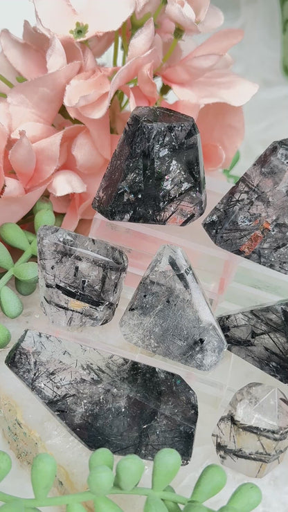Black Tourmaline Quartz Pieces