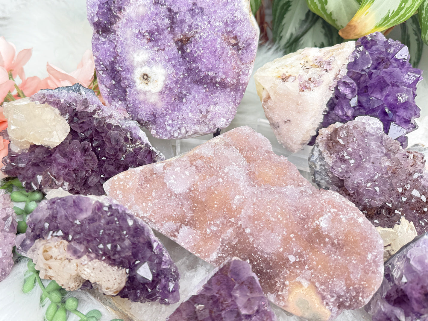 Pink Purple Amethyst Clusters