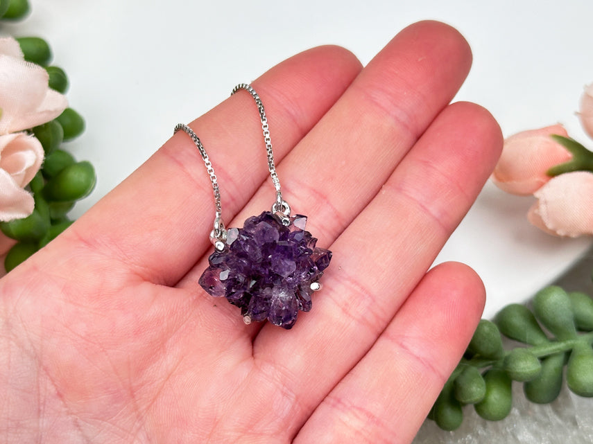 Sterling Silver Amethyst Cluster Necklace