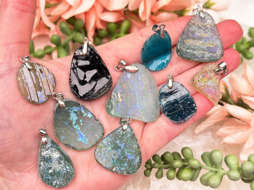 Large Glass Pendants with Nature-Inspired Images by June Hunter