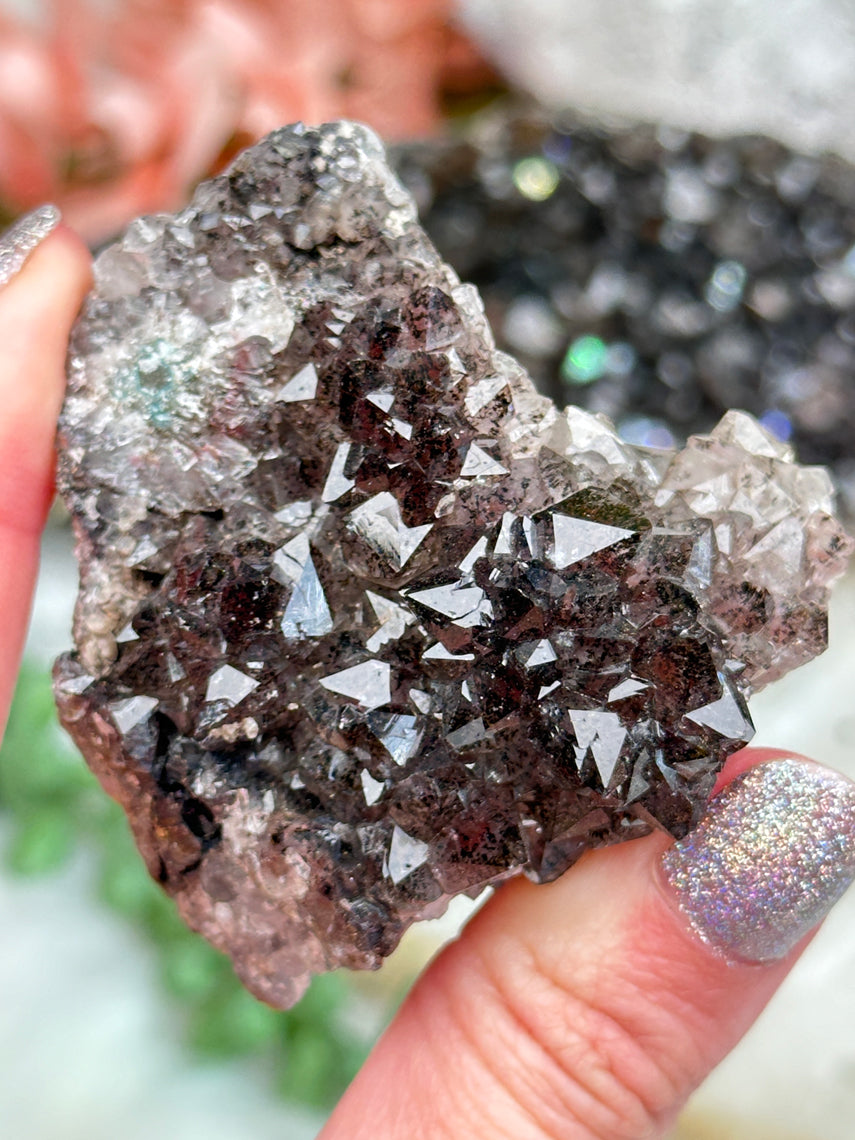 Natural 'Black' Quartz - Goethite Inclusion Filled Lustrous Quartz Crystals in Agate, cheapest from Morocco