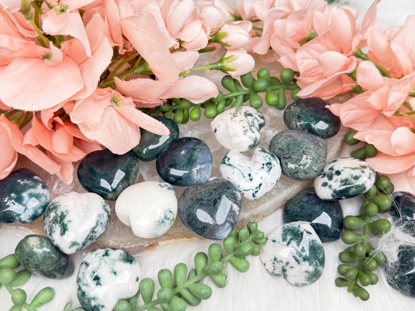 Moss Agate Hearts