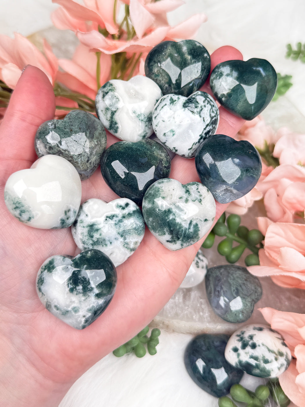 Moss Agate Hearts