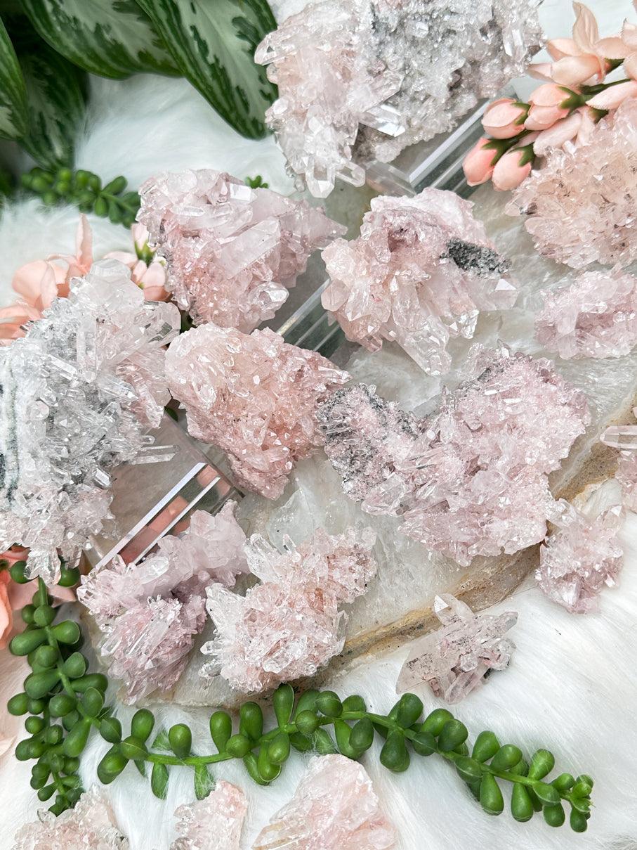 small-pink-colombian-quartz-clusters