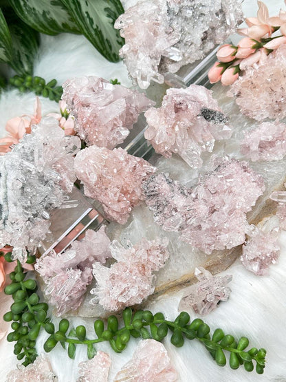 small-pink-colombian-quartz-clusters