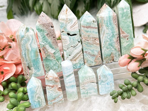 small-teal-blue-aragonite-points-for-sale