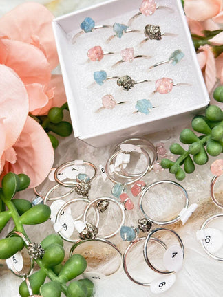 925 Sterling Silver Raw Crystal Rings - 4 Stone Options! – Contempo ...