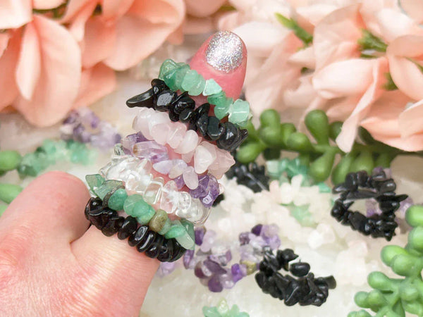 Crystal Chip Ring - Onyx, Rose Quartz, Amethyst & More! – Contempo Crystals