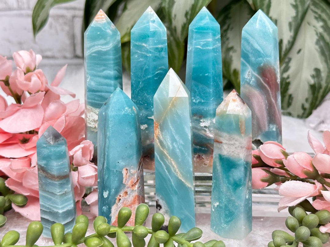Contempo Crystals - teal-blue-calcite-points-for-sale - Image 1