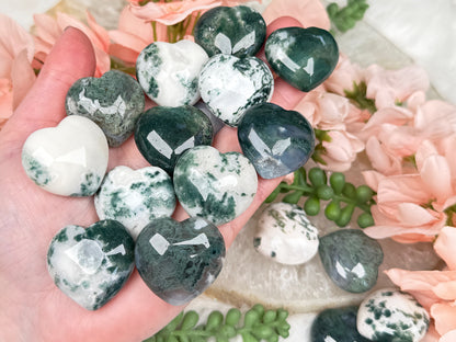 Moss Agate Hearts