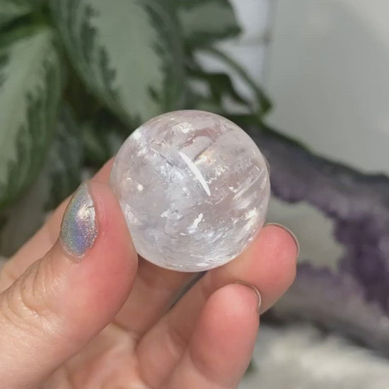 Clear Optical Calcite Spheres with Rainbows Video