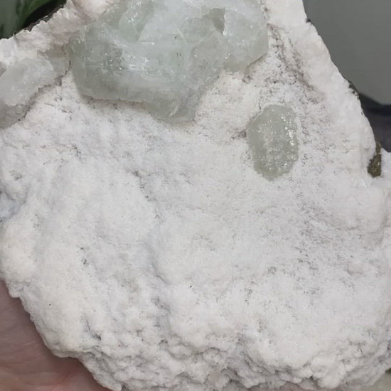 Adorable large white chalcedony & light green apophyllite crystal cluster video