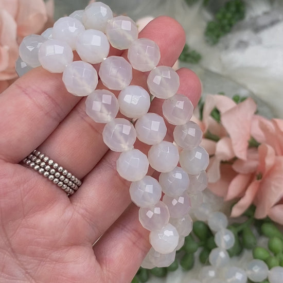 Faceted White Chalcedony Bracelets
