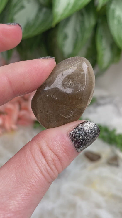 Rutile-in-Smoky-Quartz-Tumbled-Crystals-from-Brazil-Video