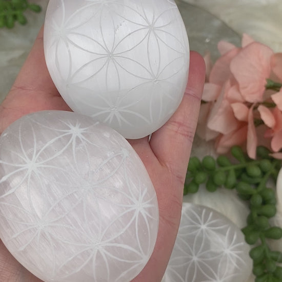 Selenite-Palm-Stone-Crystals-with-Design-Video