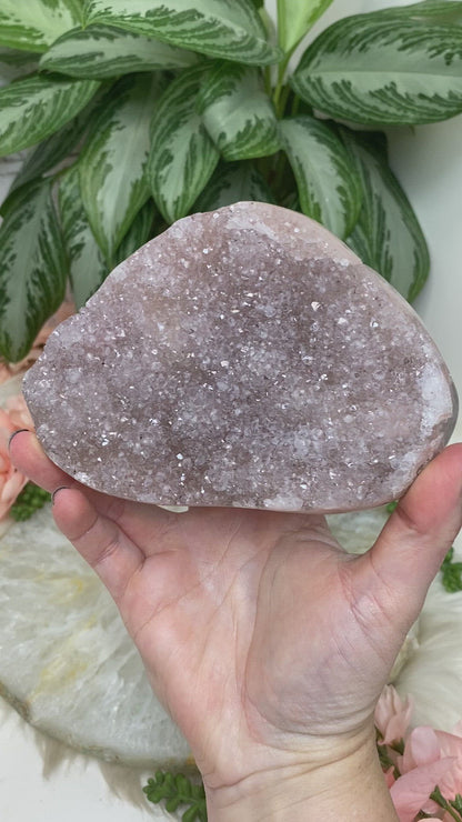 Pink-Clear-Quartz-Crystal-Clusters-with-Spakrle for sale 