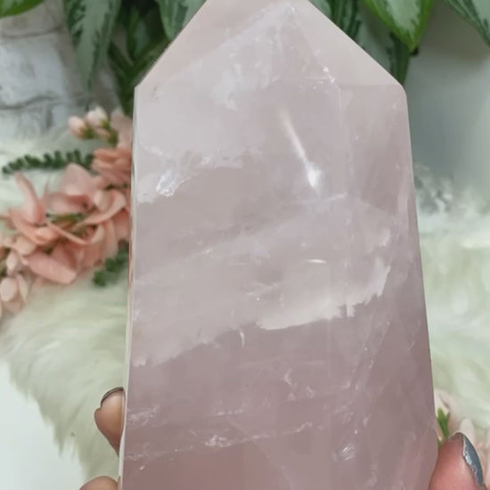 large rose quartz crystal points from contempo crystals video