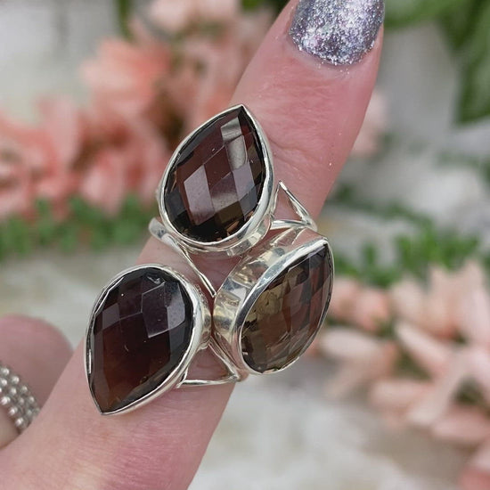 Sterling-Silver-Faceted-Smoky-Quartz-Ring-Crystal-Jewelry-video