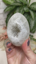 Load image into Gallery: Contempo Crystals - Clear-Quartz-Gray-Chalcedony-Agate-Crystal-Egg-Carvings-video - Image 2