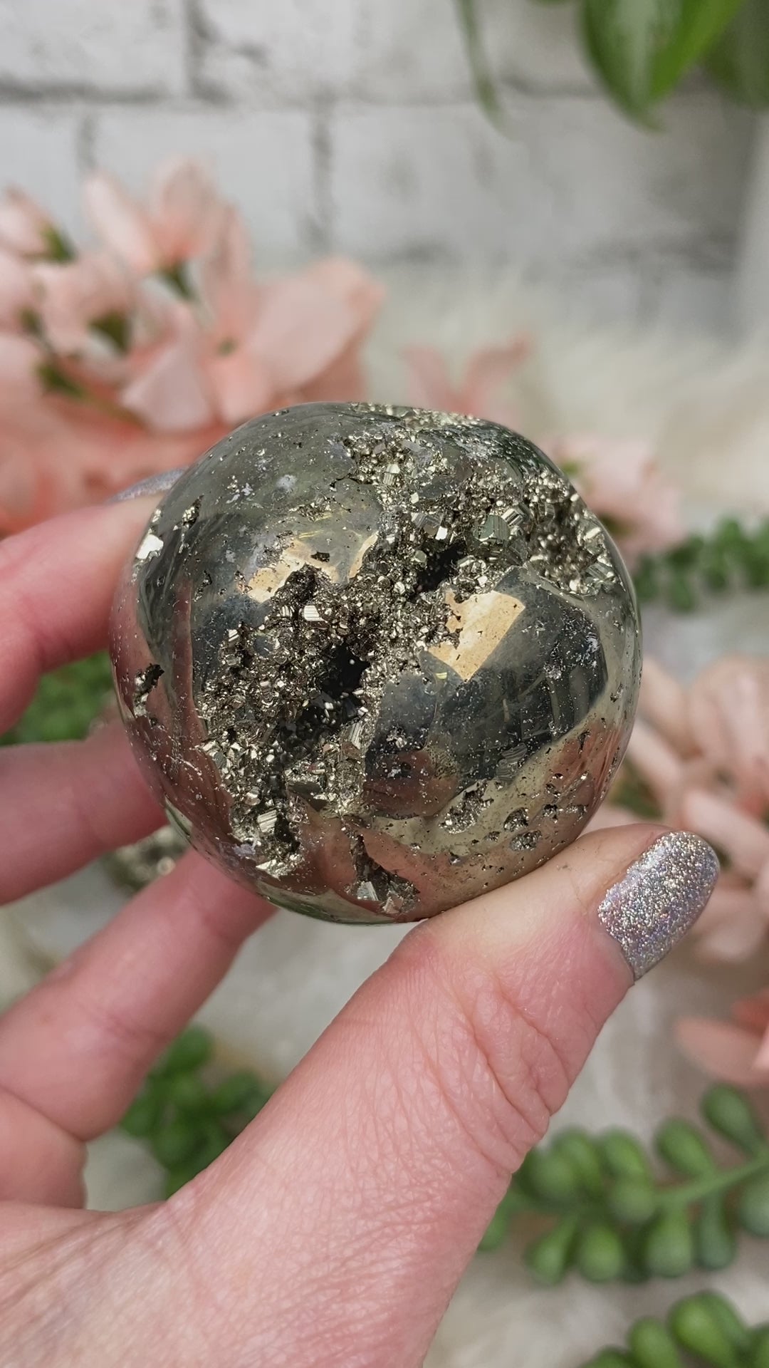 Pyrite Sphere, Gold Crystal Sphere, Prosperity, Abundance, Energy, high quality Solar Plexus Chakra Stone, 76mm, 2lb!