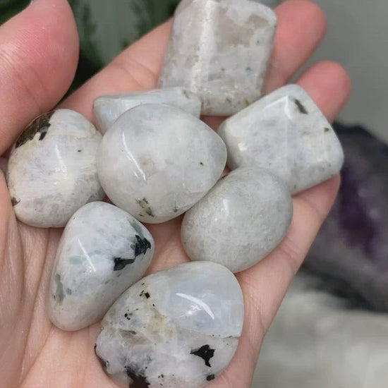 Tumbled Rainbow Moonstone Crystal Stones video