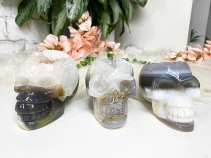 Agate Crystal Druzy Skulls 