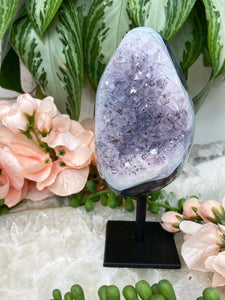 Contempo Crystals - Purple-Amethyst-Cluster-Agate-Geode-Crystal-Clusters-Display-on-metal-stand - Image 6