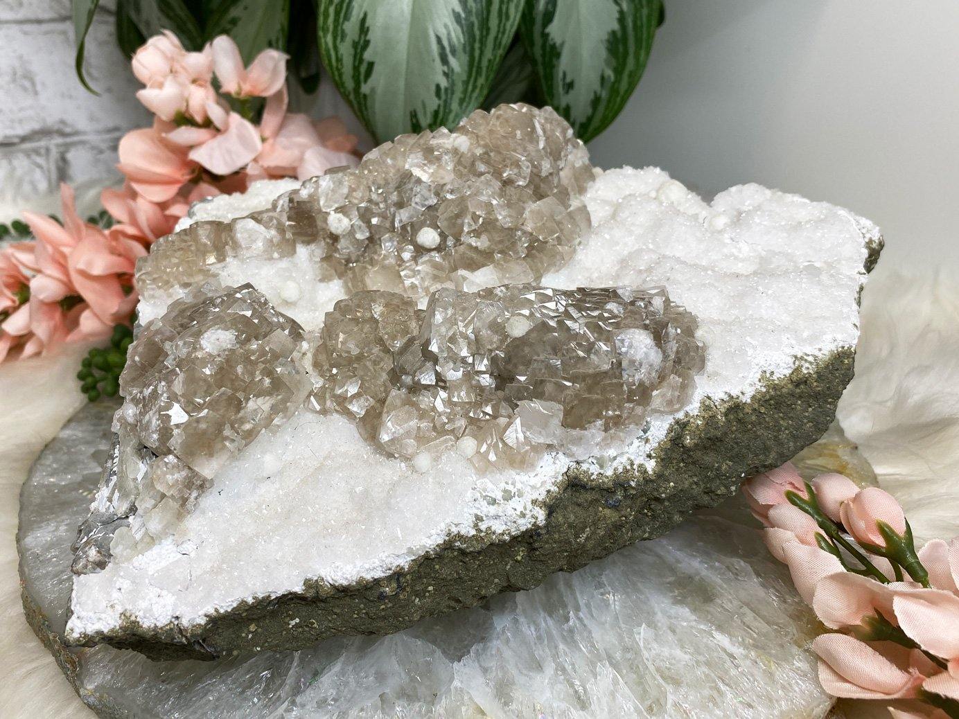 Apophyllite calcite zeolite crystal cluster for sale