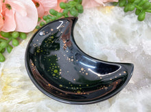 Load image into Gallery: Contempo Crystals - Black-White-Gold-Dot-Crescent-Moon-Jewelry-Dish - Image 4
