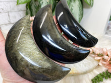 Load image into Gallery: Contempo Crystals - black gold sheen obsidian crystal moons - Image 5