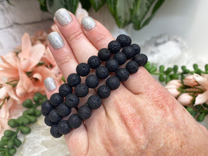 Contempo Crystals -    Black-Lava-Stone-Diffuser-Stretch-Bracelets-Lavastone - Image 4