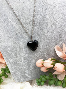 Contempo Crystals - Black-Onyx-Heart-Pendant-Necklace-Loop-Chain - Image 4