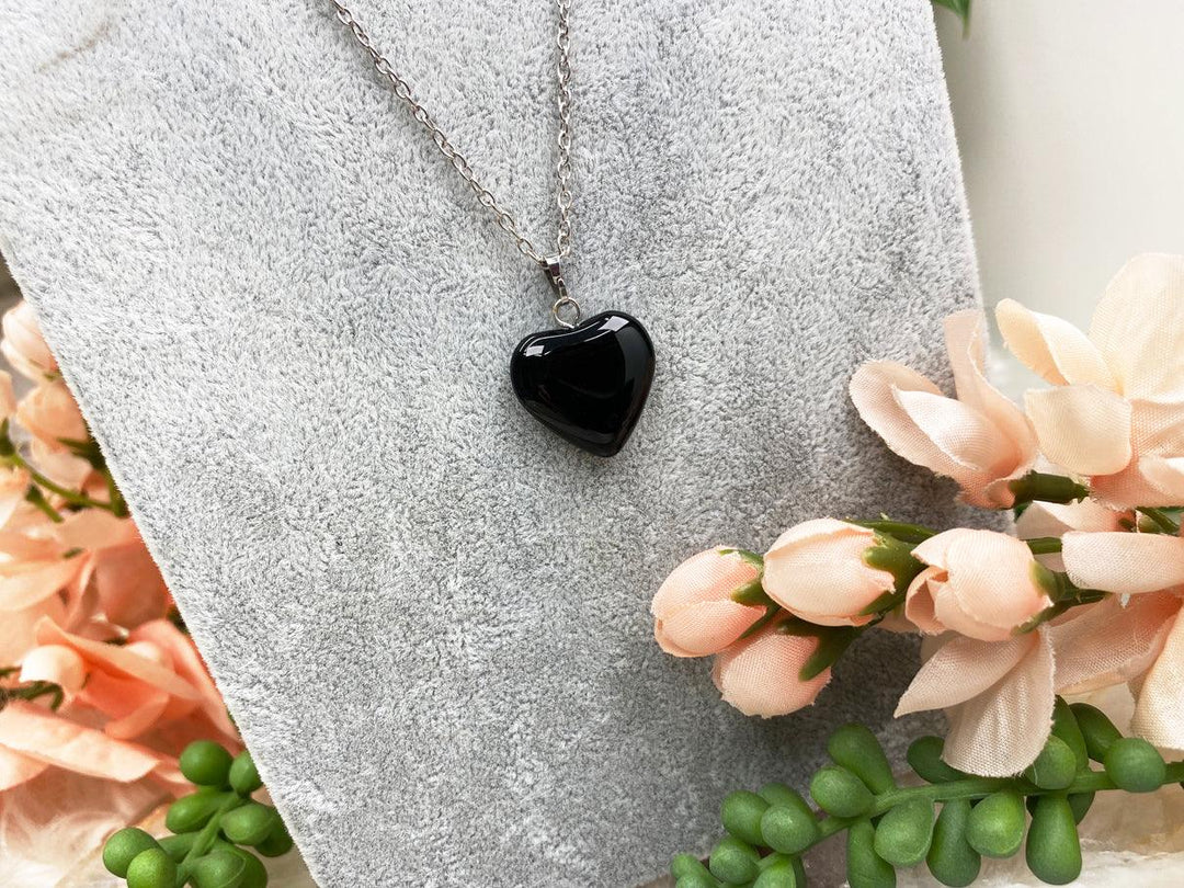 Buy Black Heart Necklace Onyx Necklace Heart Crystal Choker Onyx Crystal  Necklace Sterling Silver Black Stone Necklace Heart Stone Pendant Online in  India - Etsy