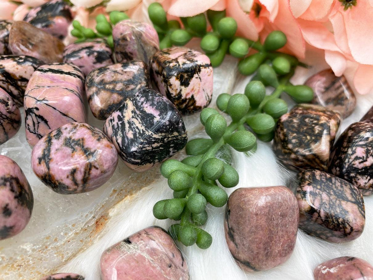 Tumbled Rhodonite - Pink & Black Rhodonite Stones – Contempo Crystals