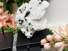 Load image into Gallery: Contempo Crystals - Black-Stand-for-Crystals-and-Minerals-White-Albite - Image 3