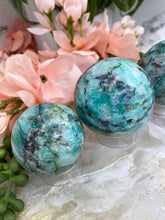 Load image into Gallery: Contempo Crystals - Black-Teal-Chrysocolla-Sphere-Crystals-with-Quartz - Image 10