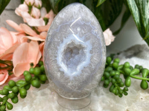 Contempo Crystals - Blue-Chalcedony-Quartz-Agate-Crystal-Egg-Carving - Image 1