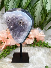 Load image into Gallery: Contempo Crystals - Purple-Amethyst-Cluster-Black-Edge-Agate-Geode-Crystal-Clusters-Display - Image 3