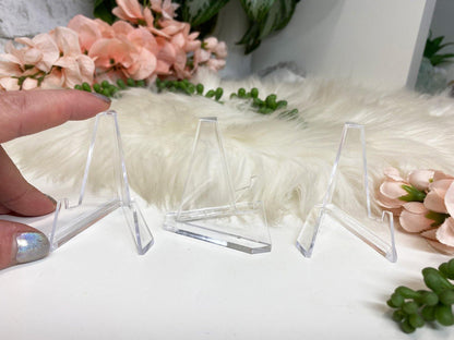 Clear plastic crystal slice stand