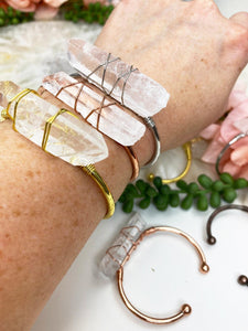 Contempo Crystals - Clear-Quartz-Crystal-Point-Metal-Cuff-Bracelets - Image 2