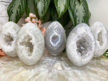 Load image into Gallery: Contempo Crystals - Clear-Quartz-Gray-Chalcedony-Agate-Crystal-Egg-Carvings - Image 3