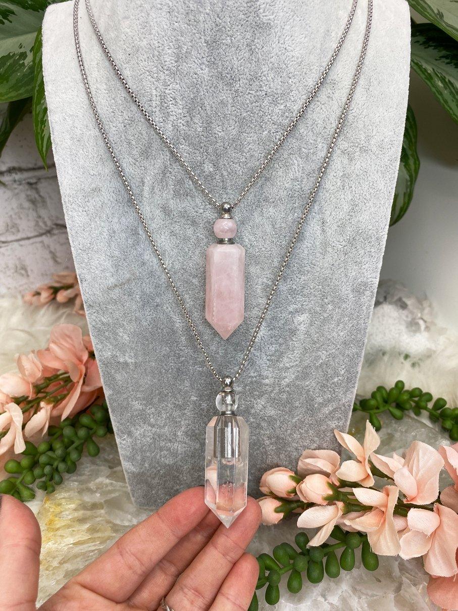 Clear-and-Rose-Quartz-Vial-Crystal-Necklaces-for-Sale